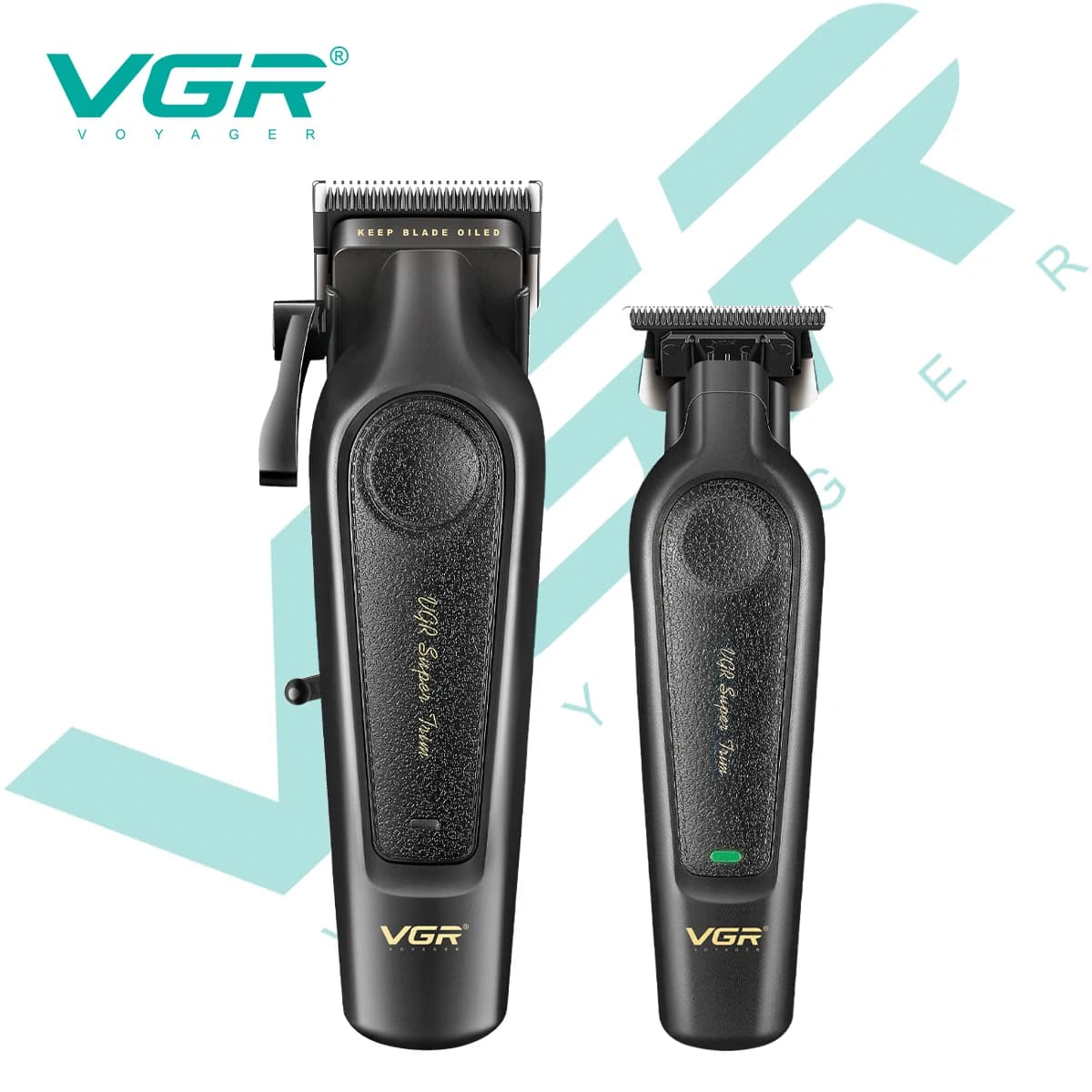 VGR Máquina de cortar cabelo 2 em 1 com display LED Kit completo