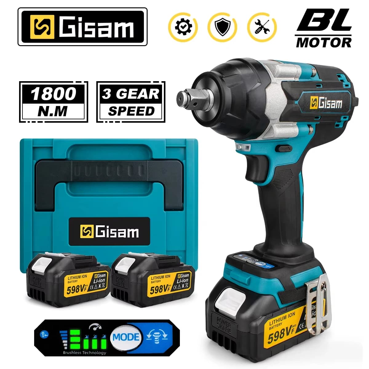 Gismo Chave de Impacto 1800Nm Brushless 18V para Makita