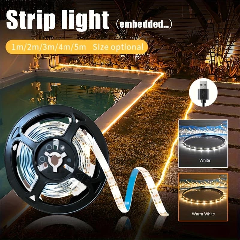 LED Fita USB 5V 2835 Cortável com Adesivo - Iluminação Versátil