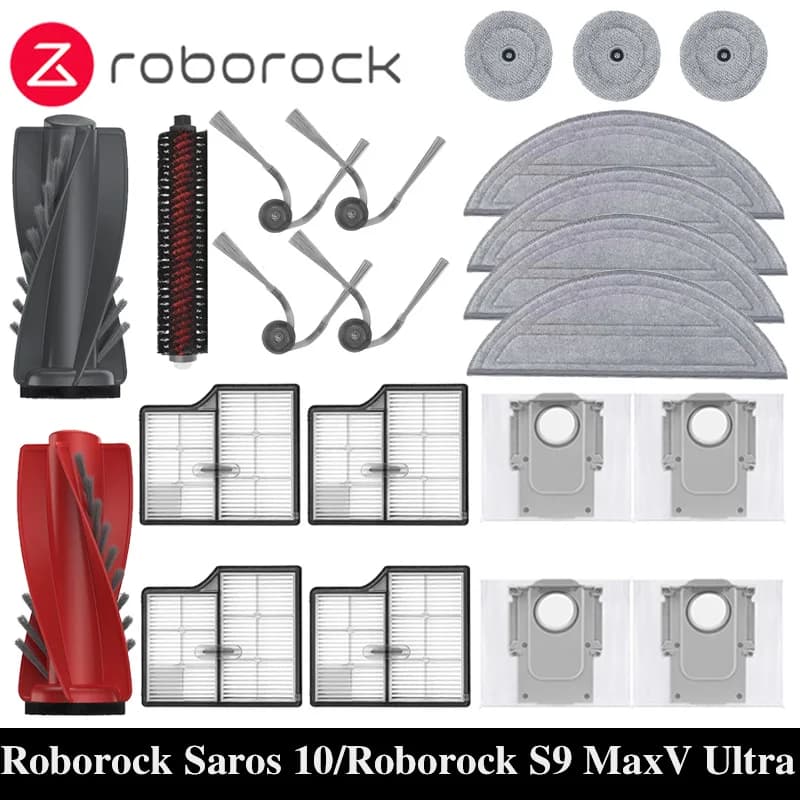 Roborock saros 10/roborock s9 maxv ultra robô vácuo peças de reposição escovas laterais principais panos mop filtros hepa sacos poeira accessorie