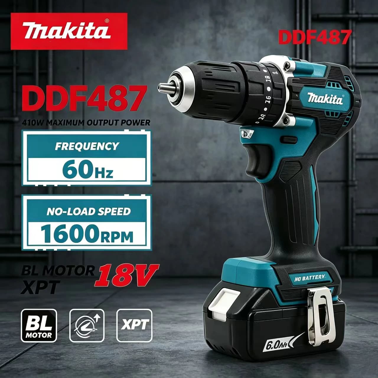Makita DDF487 18V LXT Furadeira/Parafusadeira sem fio - R$175,59
