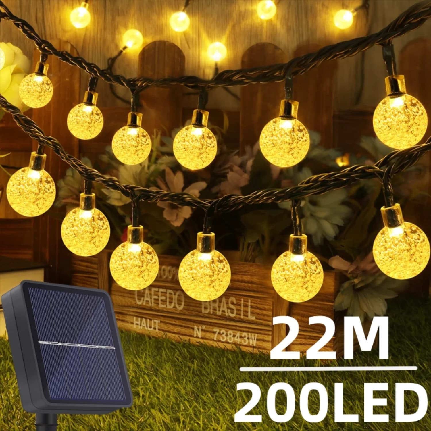 Luzes Solar Impermeáveis 200 LEDs – Decoração Externa
