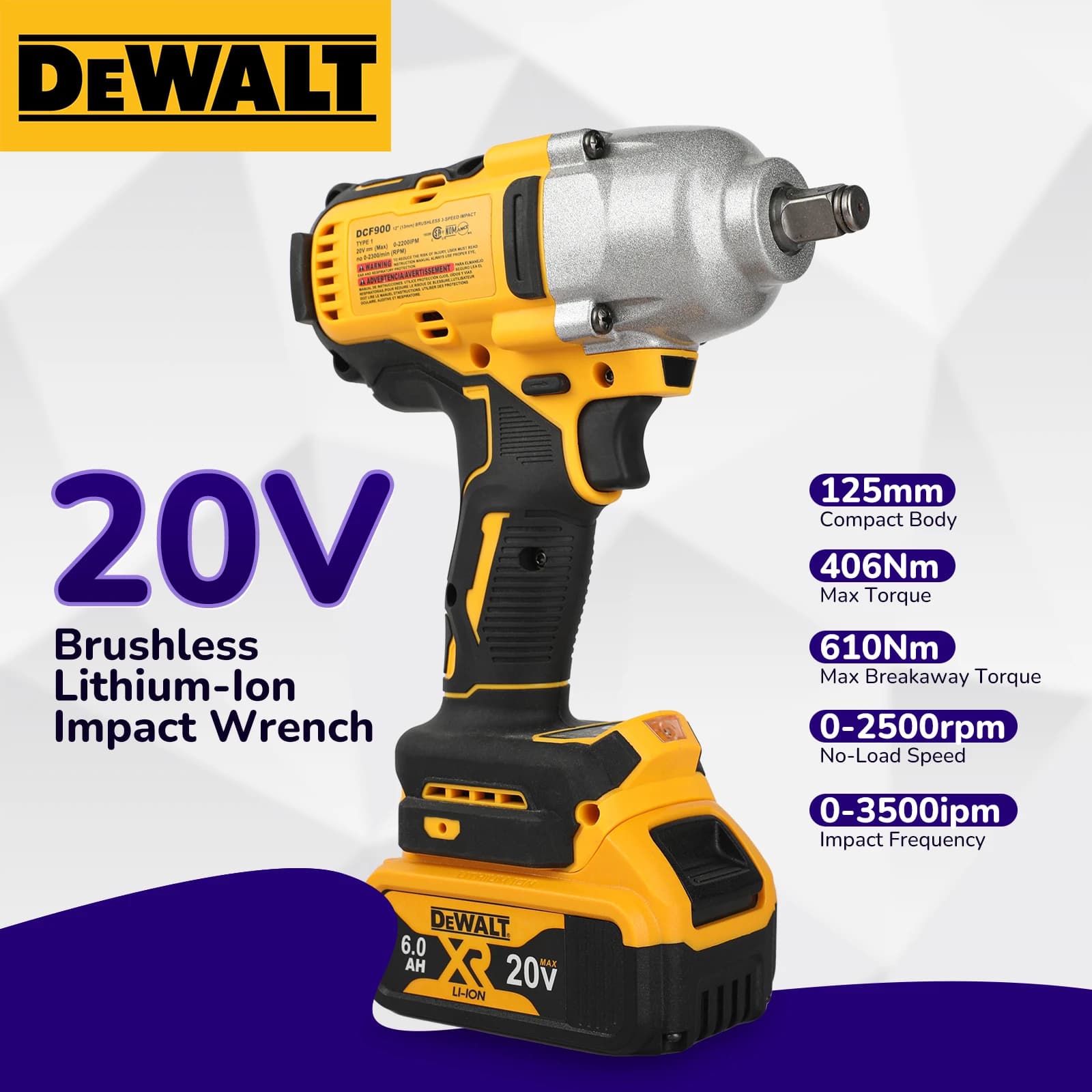 DeWalt DCF900 Impact Driver 20V Brushless - Alta Torque