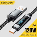 Essager Cabo USB Tipo C 120W com Display LED – Carregamento Rápido — miniatura