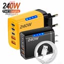 GAN Carregador 5 em 1 USB‑C 240W com Cabo 10A – Carregamento Rápido — miniatura