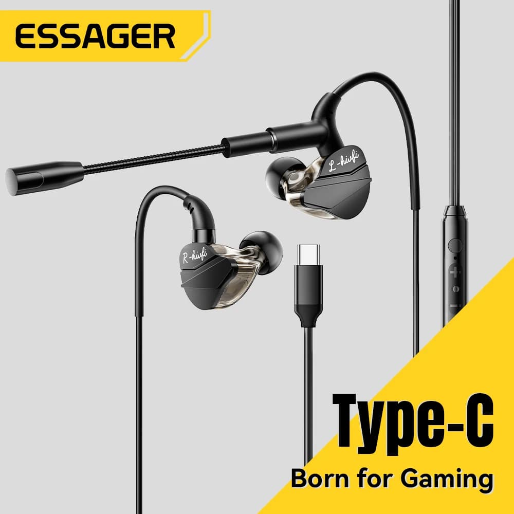 Essager Fone Intra-Auricular USB-C com Microfone e Bass Stereo