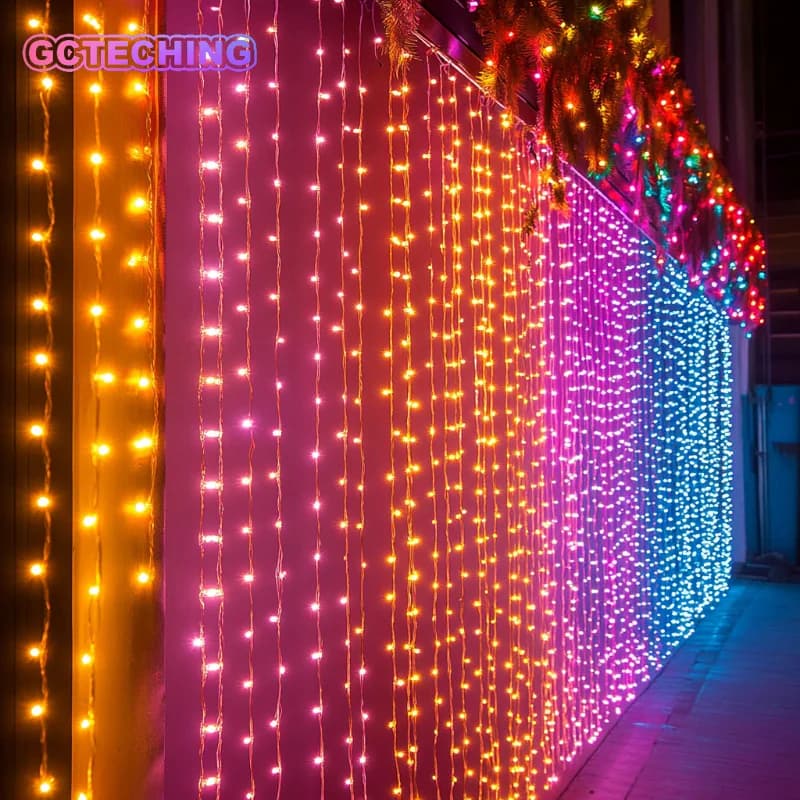 Luzes de Cortina LED USB 8 Modos - Decoração Natalina