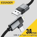 Essager Cabo 2 em 1 Ângulo Reto USB-A para Type-C 3A Rápido — miniatura