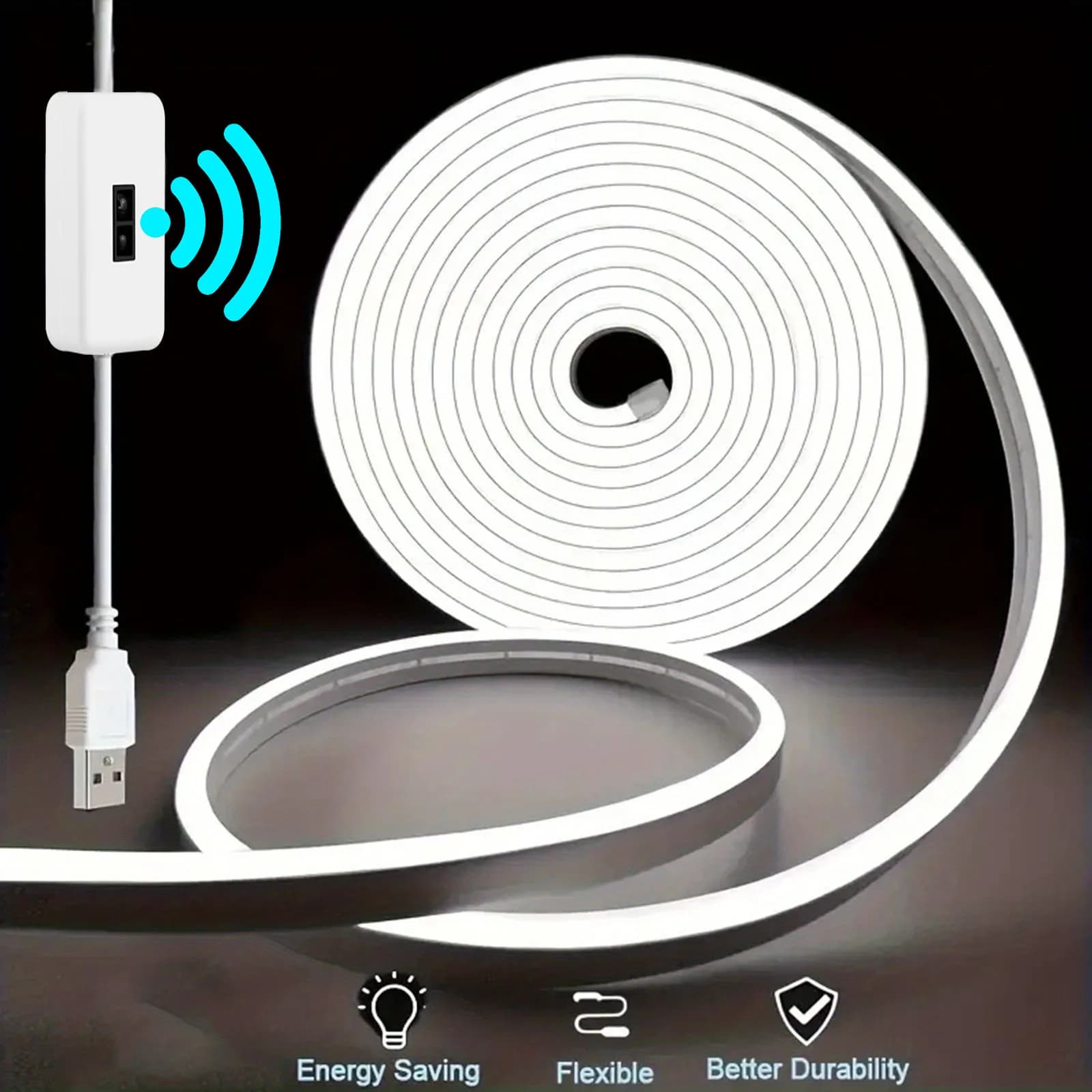 Neon Sensor de Movimento LED – Fita Flexível USB à Prova d'Água