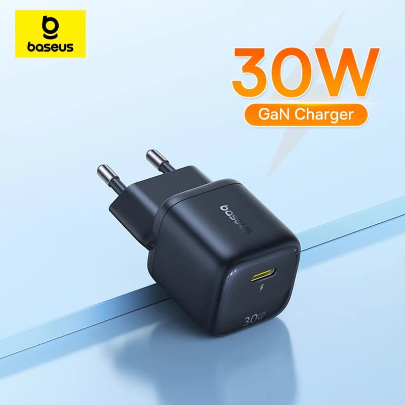Baseus Carregador 30W GaN PD – Compatível com iPhone 12‑17, USB‑C