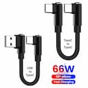 Cabo de Carregamento Rápido USB‑A/USB‑C 66W – Ângulo 90° — miniatura