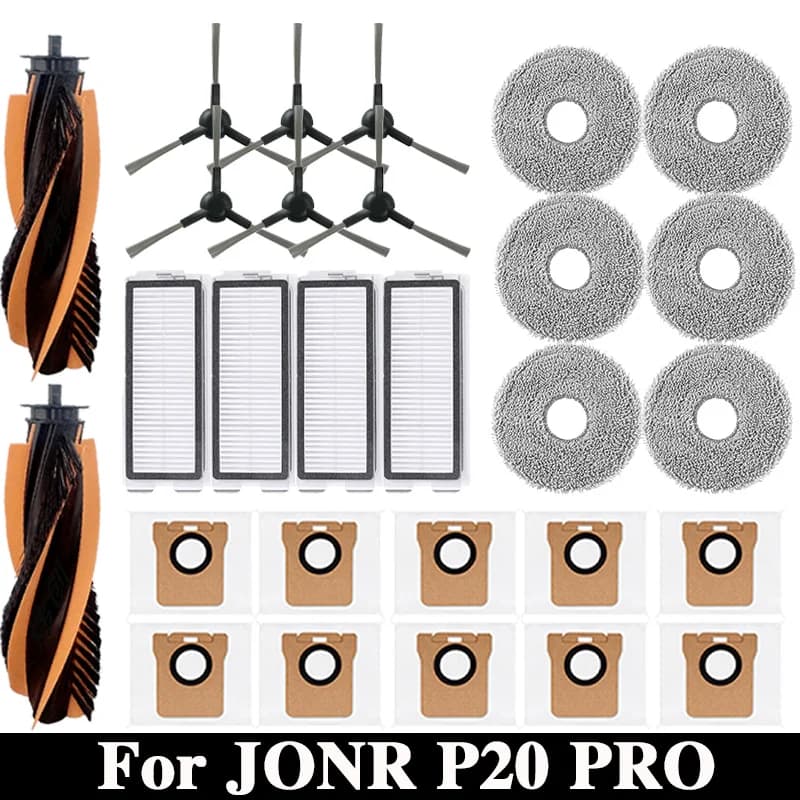 Jabr Acessórios para Robô P20 Pro/T5 – Escova, Filtro HEPA e Mop