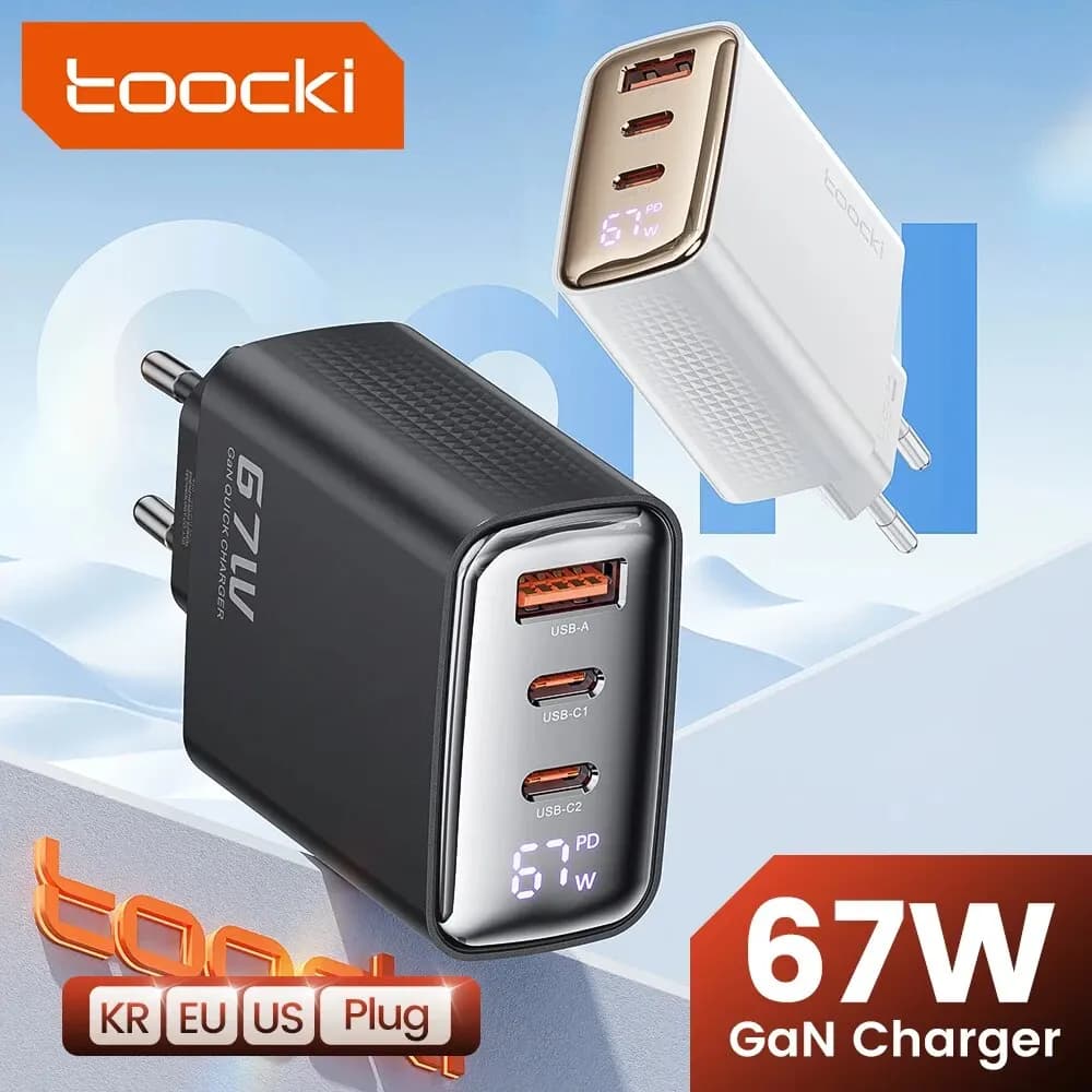 Toocki Carregador USB-C 67W com Display Digital PD QC4.0