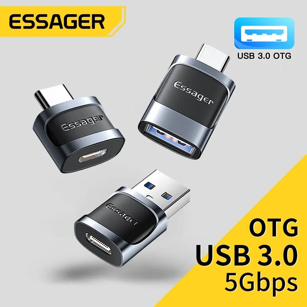 Essager Adaptador USB-C para USB 3.0 OTG – Conector Tipo C Fêmea