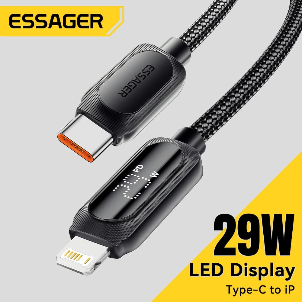 Essager Cabo USB-C com Display Digital 29W PD para iPhone