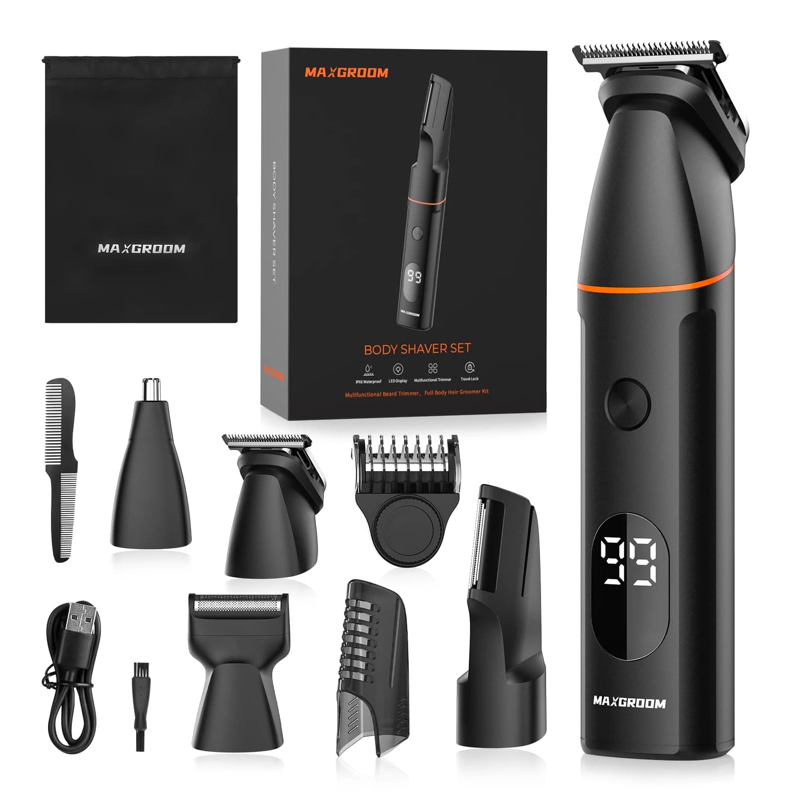 Maxgirl Manscape 4 em 1: aparador de pelos à prova d'água IPX6