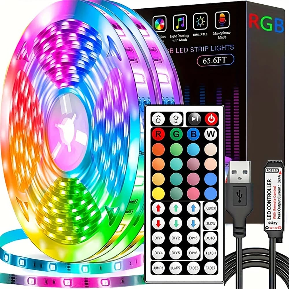LED Tira LED RGB com Controle Remoto 44 teclas - 1m a 20m