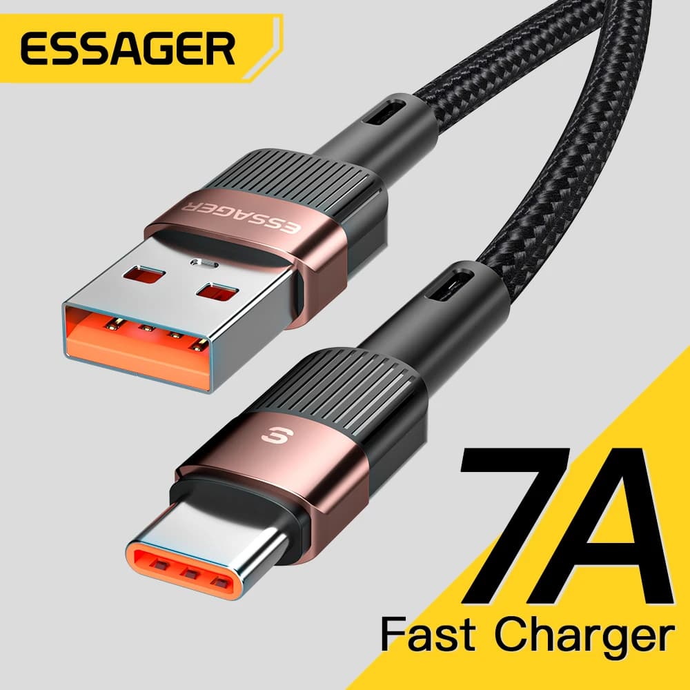 Essager 7a cabo usb tipo c para realme huawei p30 pro cabo de carregamento rápido cabo de dados usb fio para samsung realme oneplus poco f3