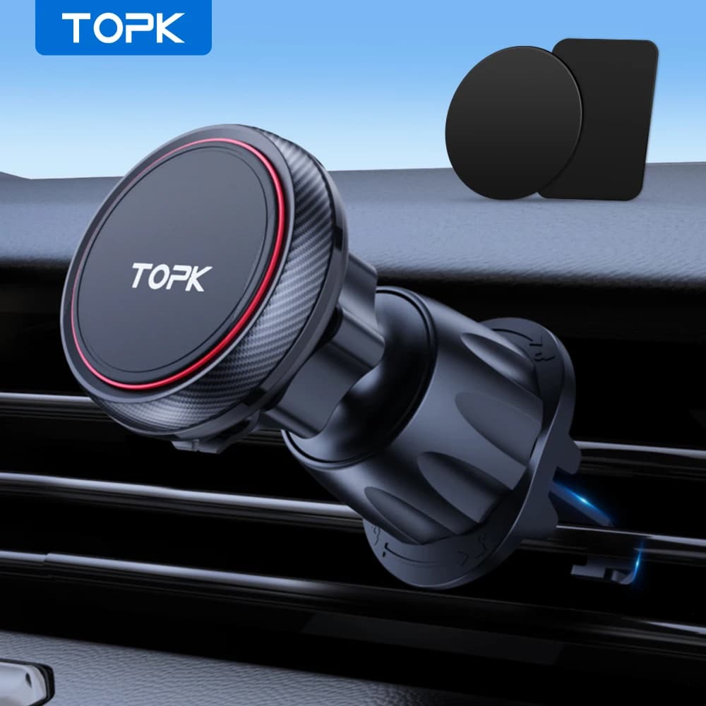 TOPK Suporte Magnético para Celular no Carro - Rotação 360°