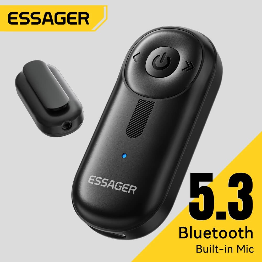 Essager bluetooth 5.3 adaptador 3.5mm aux jacks para receptor de música áudio alto-falantes do carro fone de ouvido tablet portátil bluetooth receptor carro