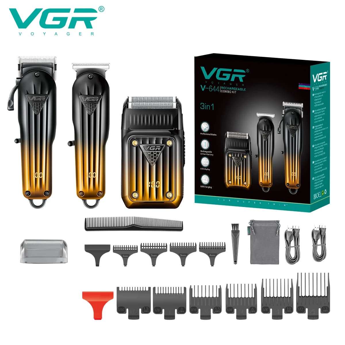 VGR 644 Aparador Profissional Recarregável - Corte Gradiente
