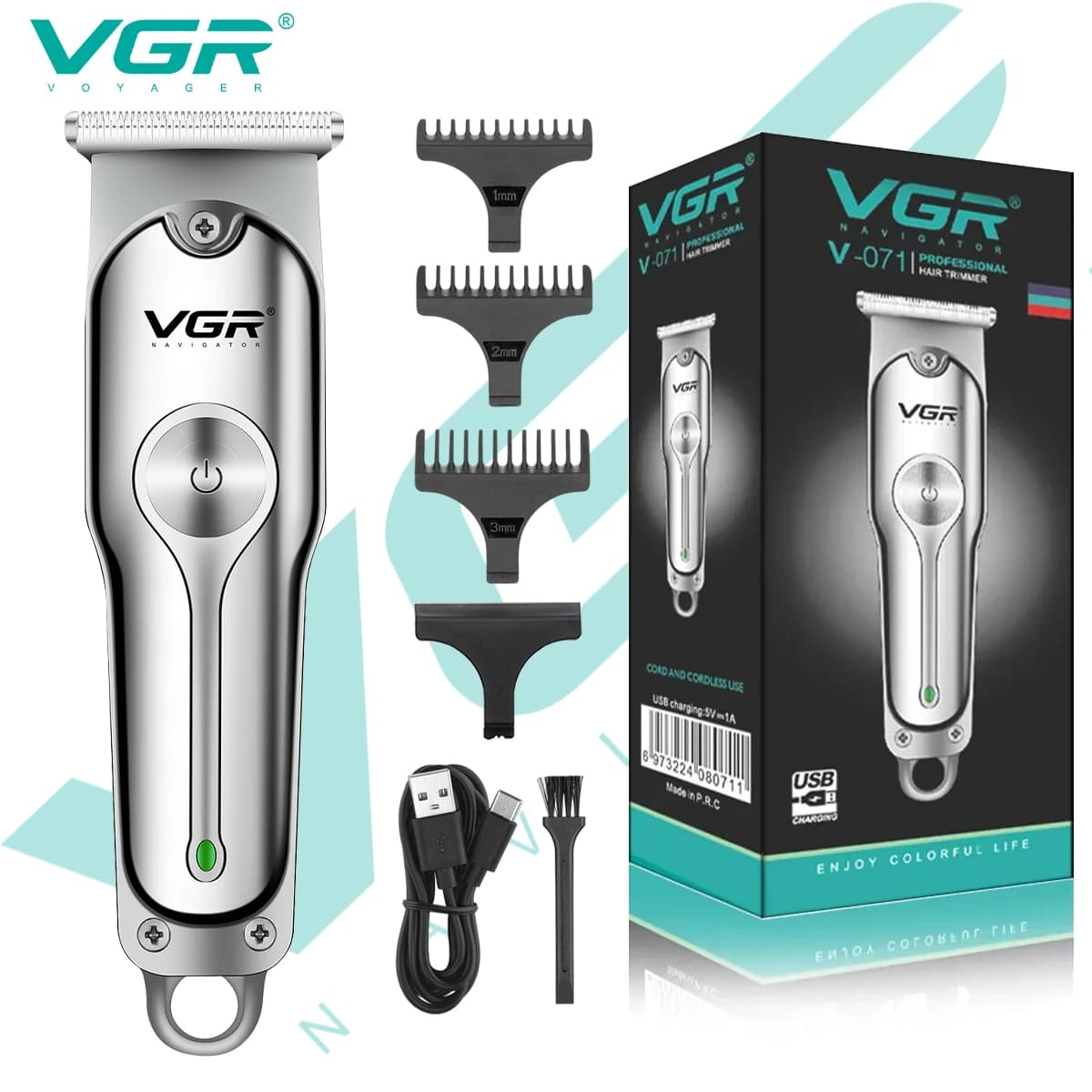VGR T-lâmina de corte profissional recarregável para barbeiro