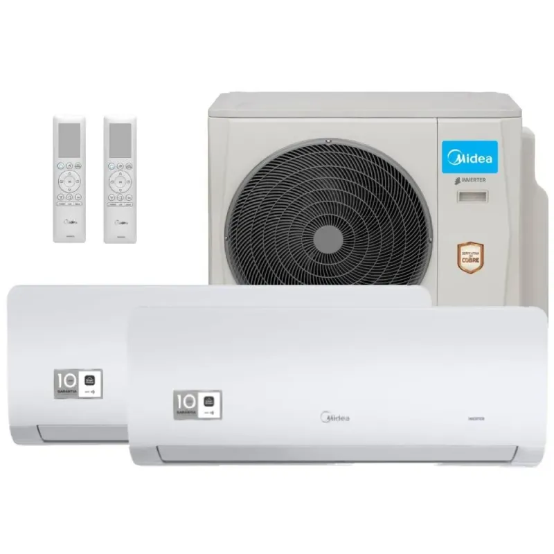 Ar Condicionado Bi Split Midea 18000 BTUs (HW 09K+12K) Quente e Frio Inverter 220V R410A (38MBMBA18M5)