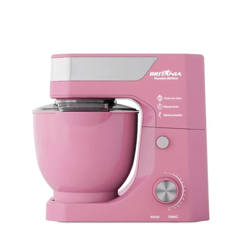 Batedeira Planetária Britânia BBPE02A 5L 900W 12 Velocidades Rosa 220V