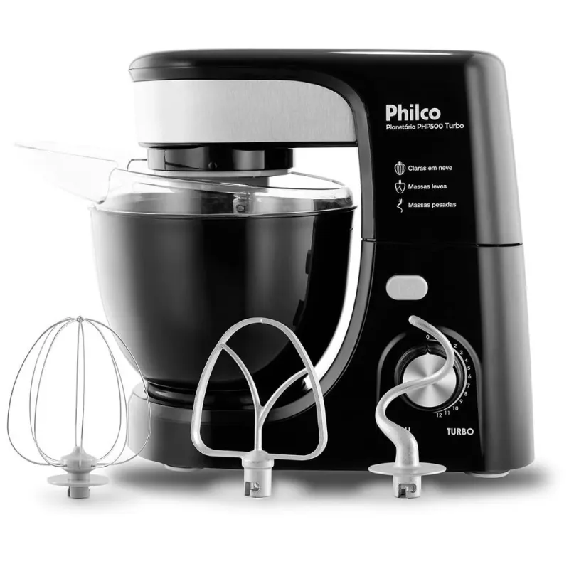 Batedeira Planetária Philco PHP500 4.5L 700W 11 Velocidades Preta