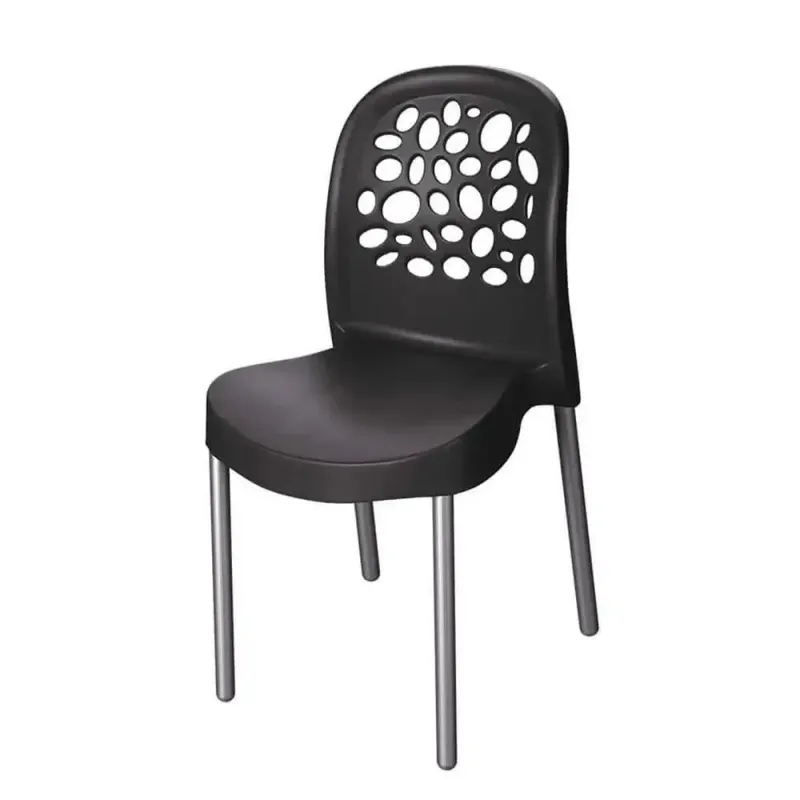 Cadeira Deluxe Estrutura em Plástico Preto para Ambientes Internos e Externos Forte Plástico