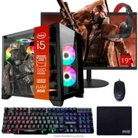 Computador Pc Gamer Completo Tob Intel Core I5 Ssd 240gb 8gb Gabinete Aquário Teclado Mouse Mouse Pad E Headset Gamer Monitor 19" Windows 10 Pro Trial