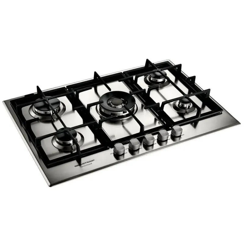 Cooktop Gás Brastemp BDK75DR 5 Bocas Inox com Duplachama Trempe Ferro Fundido 220V