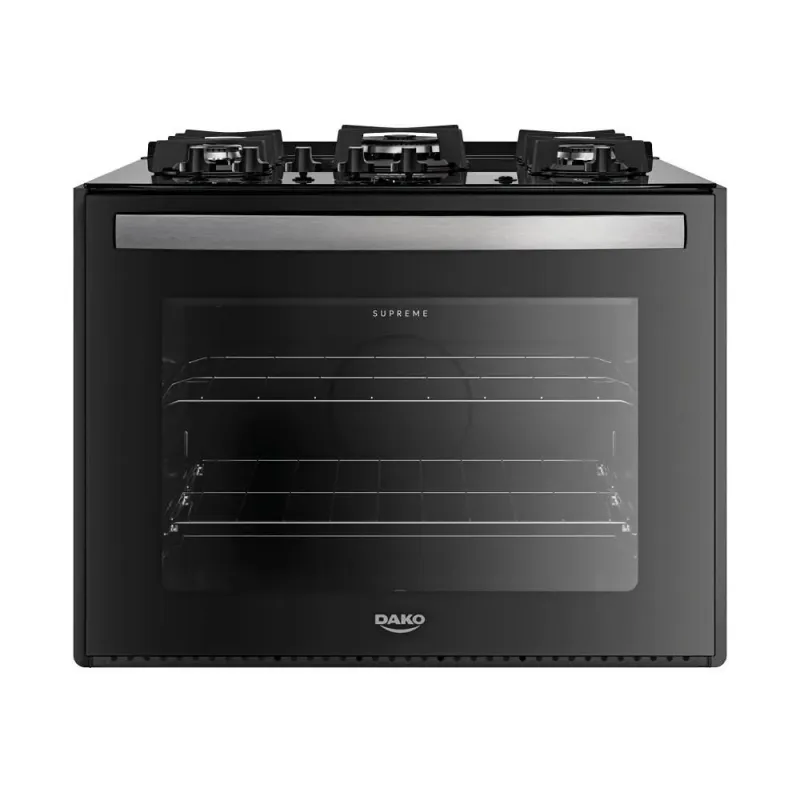 Fogão de Embutir 5 Bocas a Gás Dako Supreme Glass Mesa de Vidro Temperado Acendimento Automático Preto Bivolt