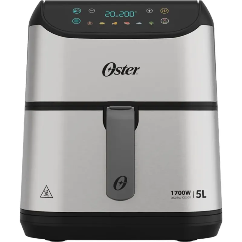 Fritadeira Digital Air Fryer Oster OFRT930-127 5L 1700W Inox com Painel Touch Timer 60 Min