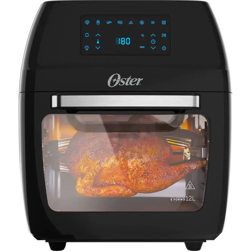 Fritadeira Oven 3 em 1 Air Fryer Oster OFRT780-220 12L 1800W com 9 Funções Timer Preto 220V