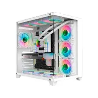 Gabinete Gamer K-Mex Ghost Shark Mid Tower, Atx, Lateral E Frontal Em Vidro Temperado, Branco