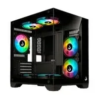 Gabinete Gamer Rise Mode Galaxy Glass M Mini, M-Atx, Lateral E Frontal Em Vidro Temperado, Sem Fans, Preto - Rm-Ga-Ggmn-Fb