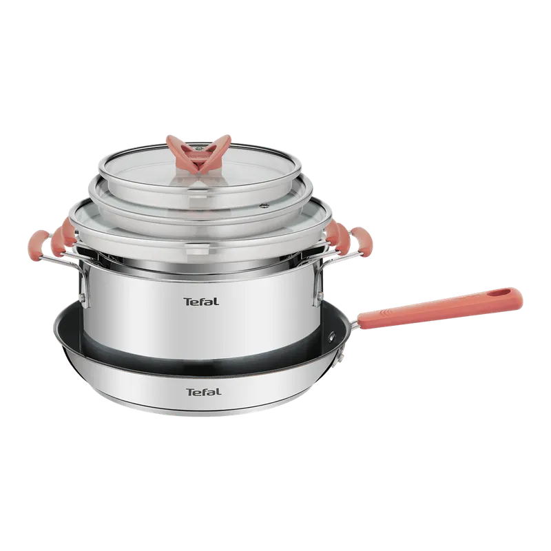 Jogo de Panelas Tefal Opti'space com 4 Peças em Inox e Fundo Triplo