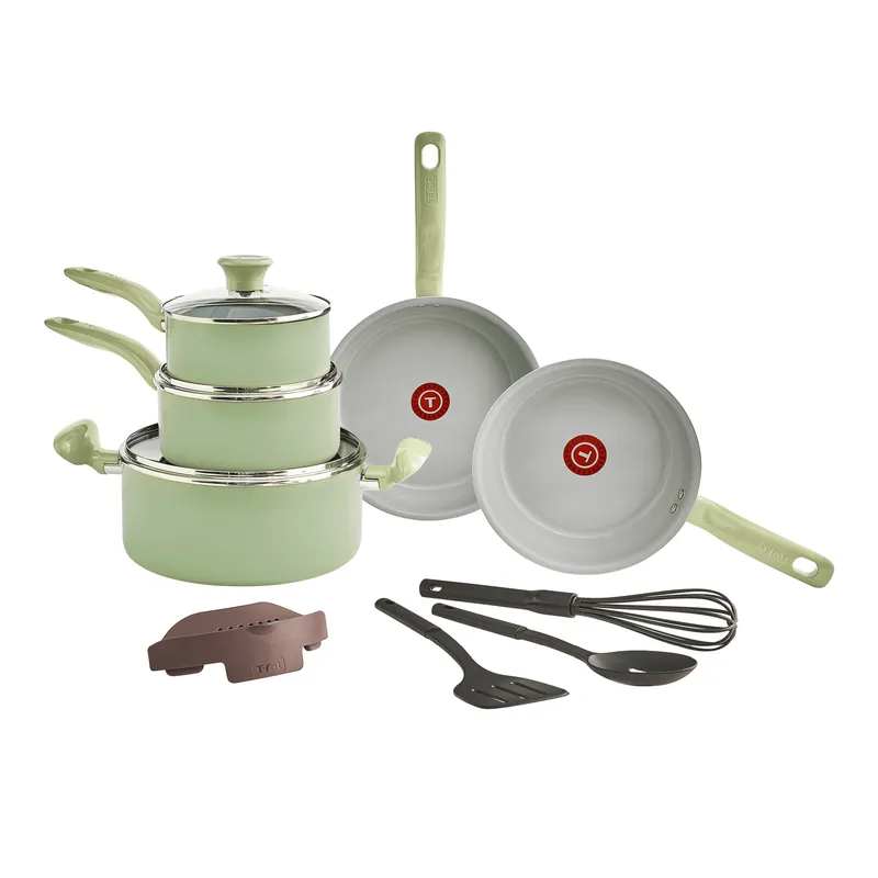 Jogo de Panelas Tefal Recycled Ceramic Verde 9 Peças