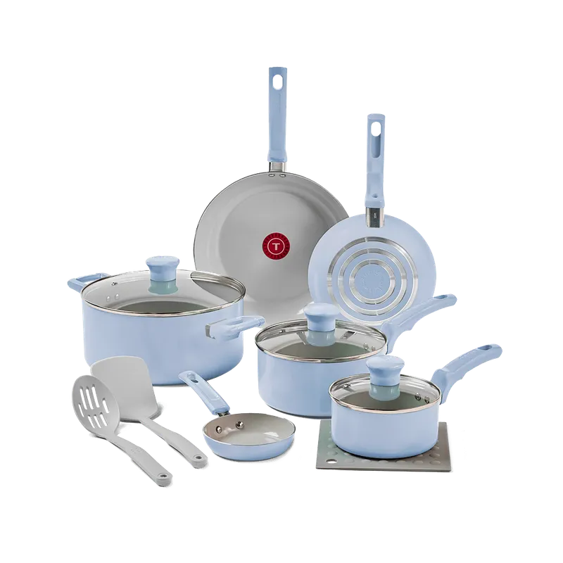 Jogo de Panelas Tefal Refresh Ceramic Azul Ártico 6 Peças + 3 Acessórios