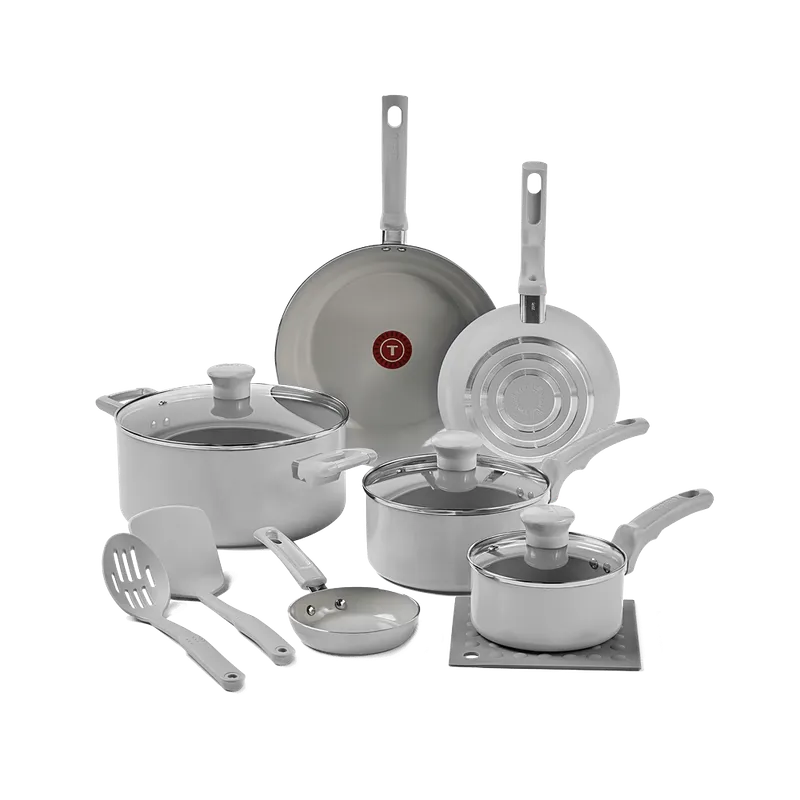 Jogo de Panelas Tefal Refresh Ceramic Cinza 6 Peças + 3 Acessórios