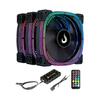 Kit Com 3 Ventoinhas Rise Mode Aura Pro Black Argb 120mm Preto - Rm-Aub-02-Argb