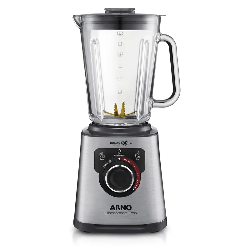 Liquidificador Arno Ultraforce Pro 1100 W com app de receitas Inox Jarra de Vidro LN93 127V