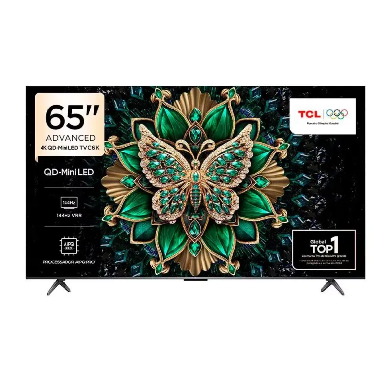 Smart TV 65 TCL 65C6K 4K QD-Mini Led 144Hz Com Sistema Oper Preto