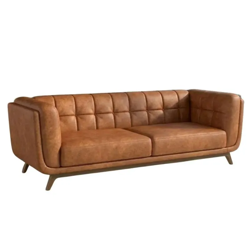 Sofá Bellare 2 Lugares Fixo 180CM Courino Madeira Milani Movelaria