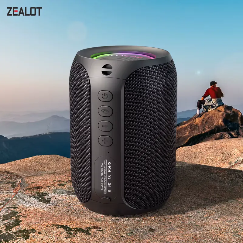 Zealot S32PRO: Caixa de som Bluetooth potente com LED e subwoofer