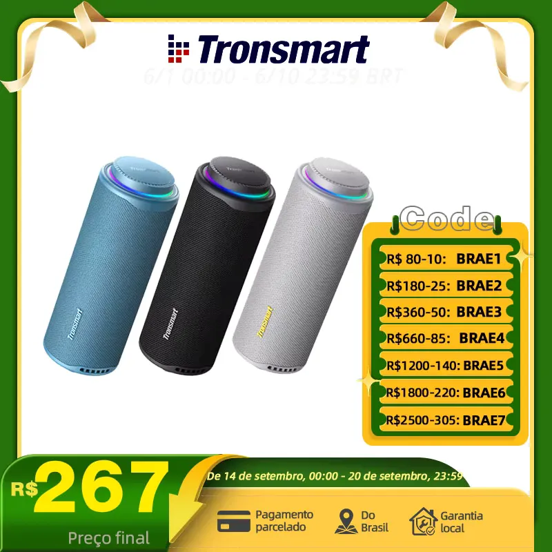 Tronsmart T8 caixa de som Bluetooth 40W IPX7 à prova d'água