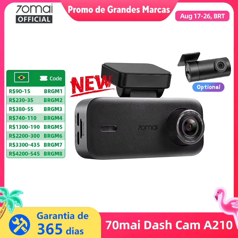 70mai A210 Câmera Veicular 1080P Full HD com GPS e Wi-Fi