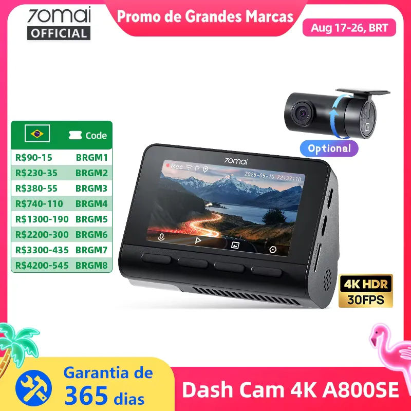 70mai A800SE Dashcam 4K com GPS e WiFi 6