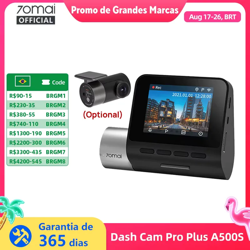 70mai Dash Cam Pro Plus A500S 1944P com GPS e ADAS